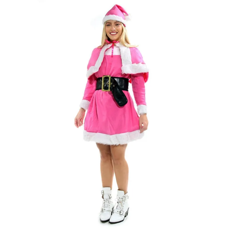 Fantasia Mamãe Noel Rosa Com Gorro Adulto
