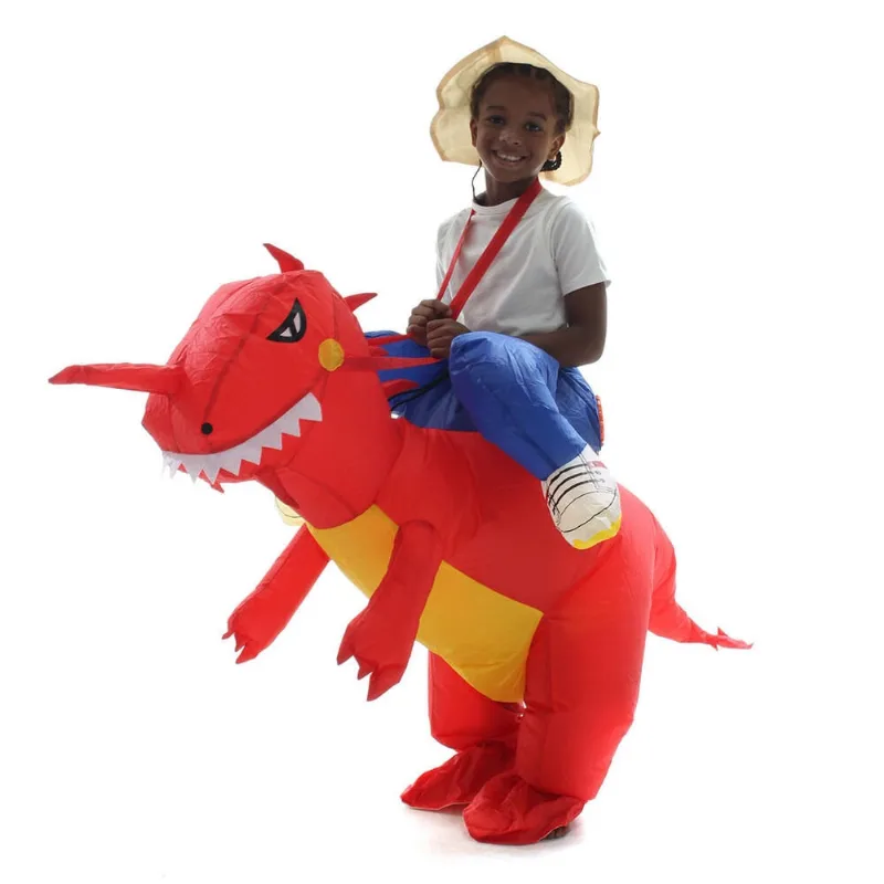 Fantasia Inflável Infantil Dinossauro Enchimento Eletrônico