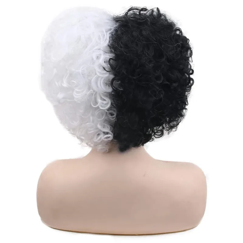 Peruca Curta Bicolor Cruela Preto e Branco