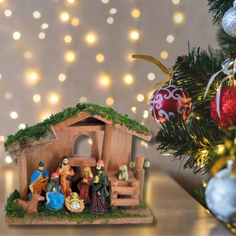 Presépio Natalino Em Resina Decoração Enfeite Natal Ntd20208