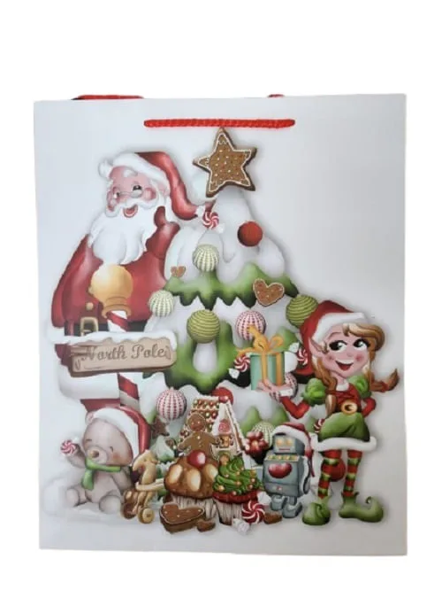 Sacola Para Presente De Papel Natal Noel Média - LC
