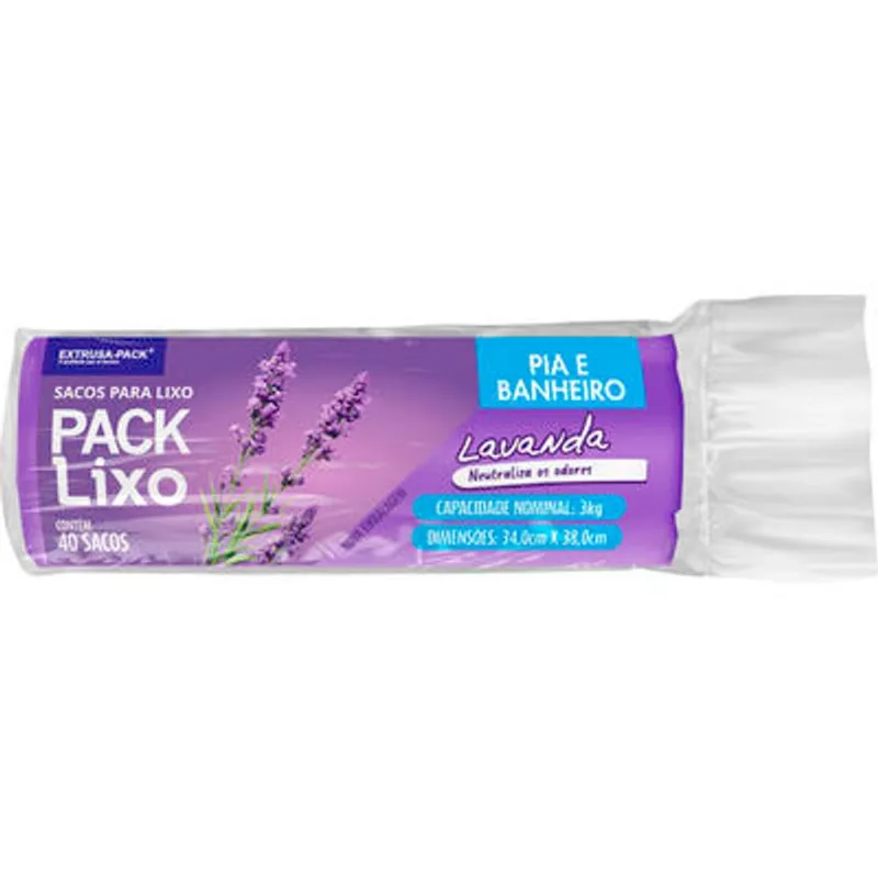 Saco de Lixo Packlixo Lavanda Pia/Banheiro 40 un