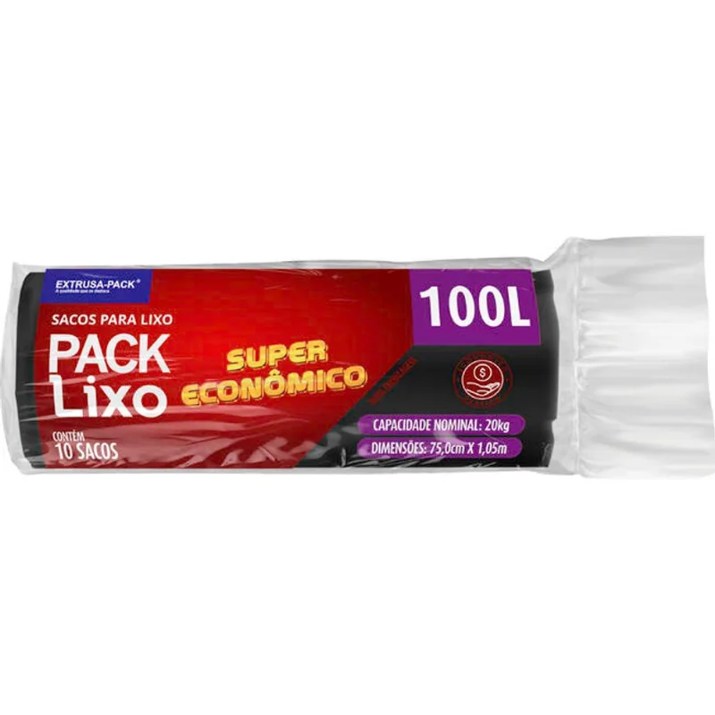 Saco de Lixo Pack Lixo Super Econômico 100L 10 un