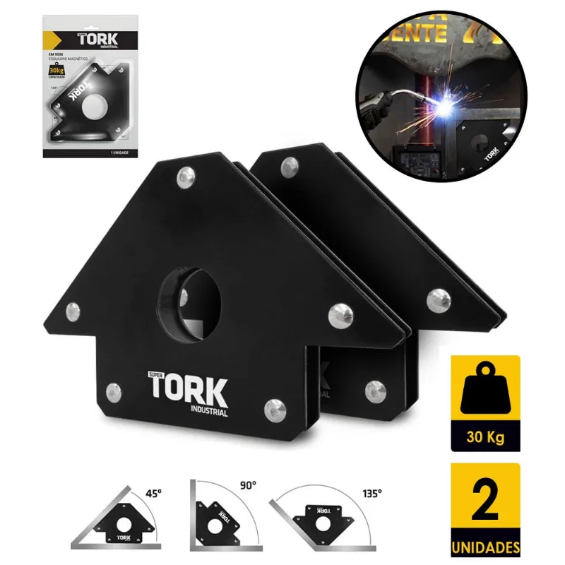 Esquadro Magnetico Para Solda 30kg C 2 Pecas Super Tork Em-9030