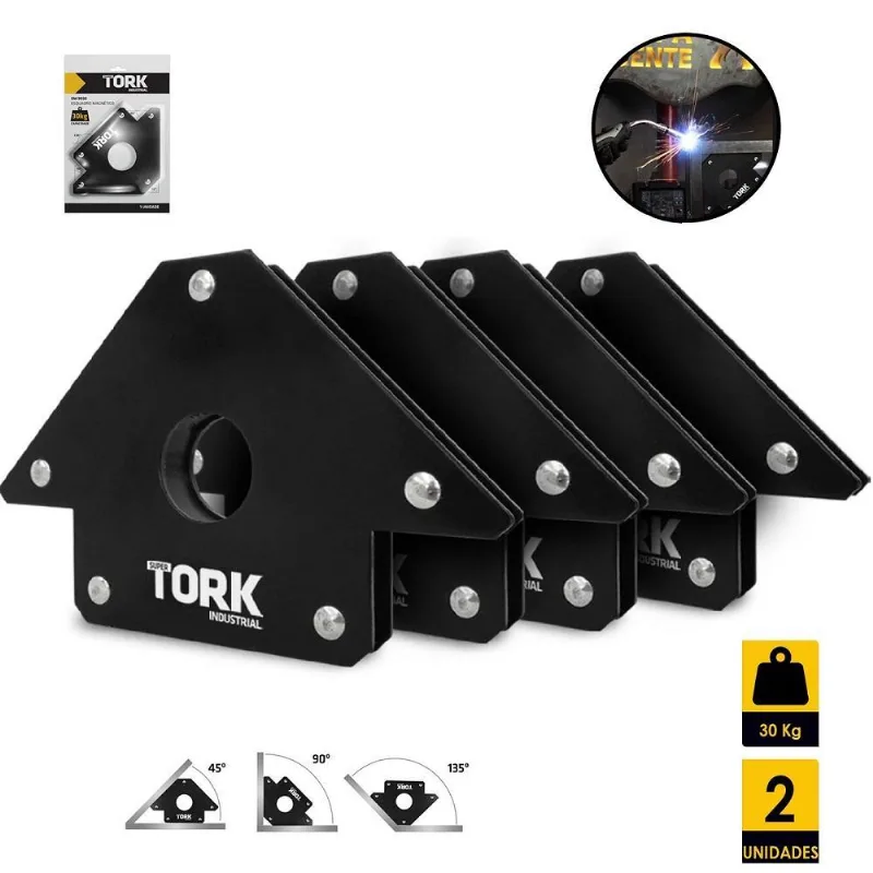 Esquadro Magnetico Para Solda 30kg C 4 Pecas Super Tork Em-9