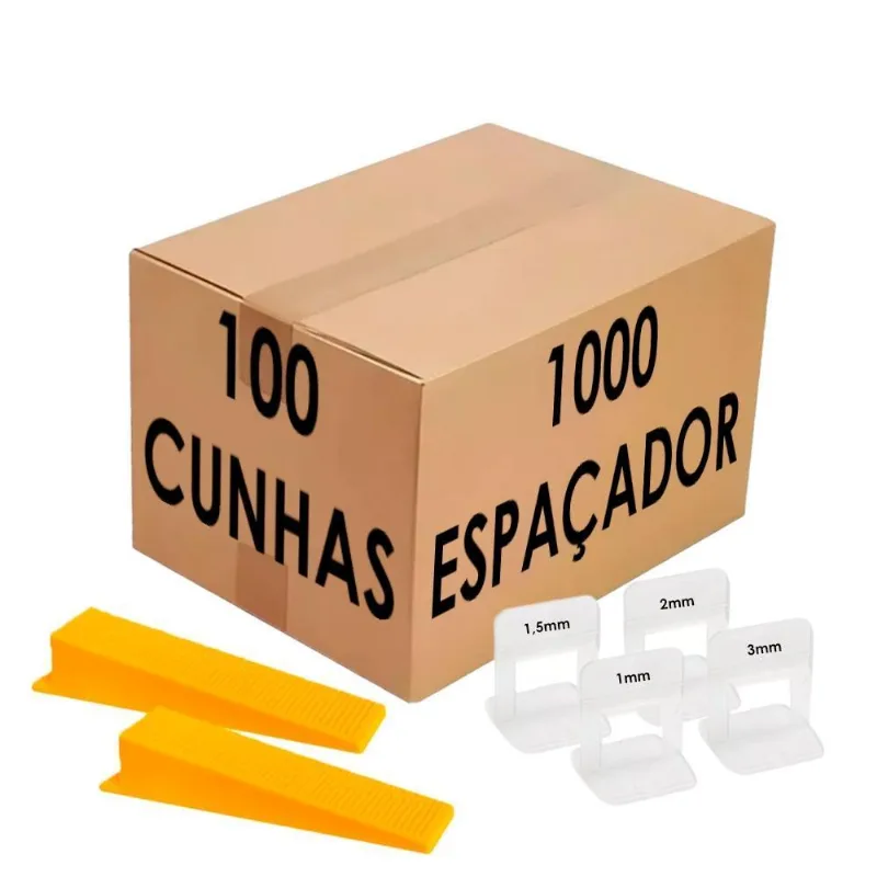 1000 Espaçador Nivelador + 100 Cunhas Piso Porcelanato Unic