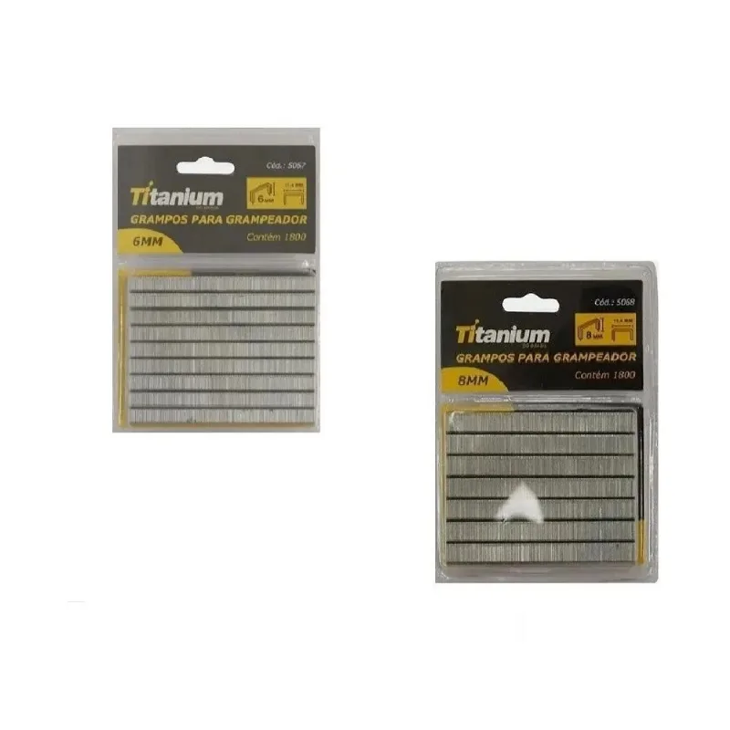 Grampos Para Grampeador Tapeceiro 6mm E 8mm 5068 Titanium Kit