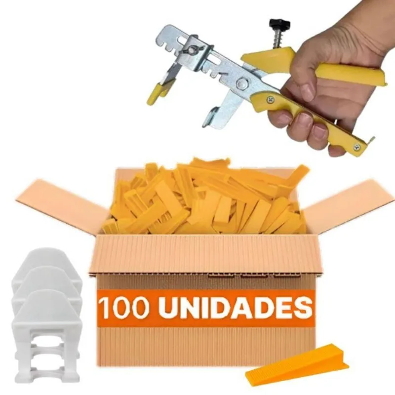 1000 Espaçadores Nivelador Slim + 100 Cunhas Slim + Alicate