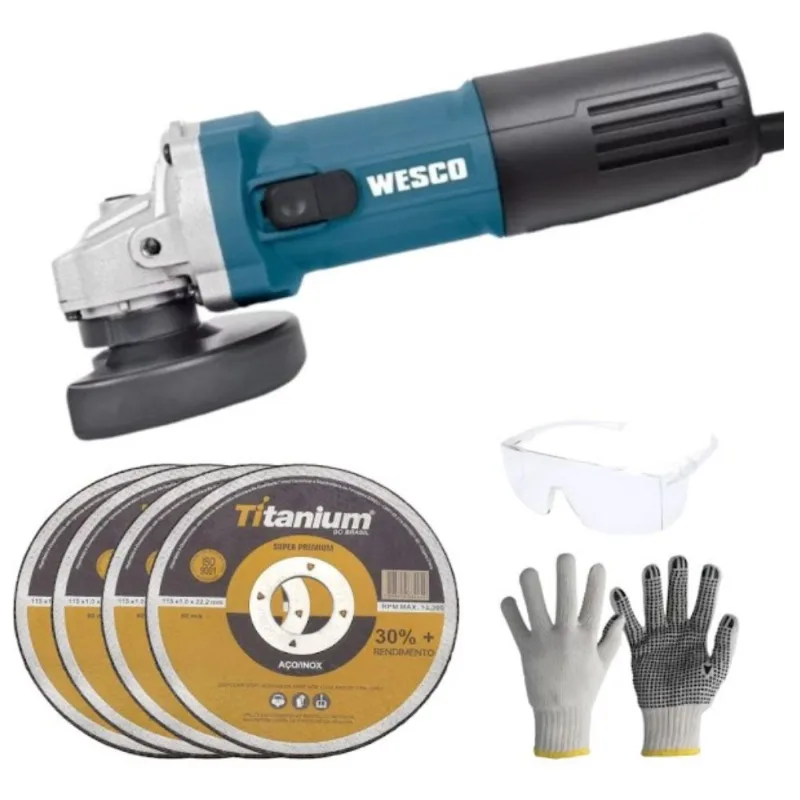 Kit Completo Esmerilhadeira Angular Wesco 900w 5 Pol Ws4750