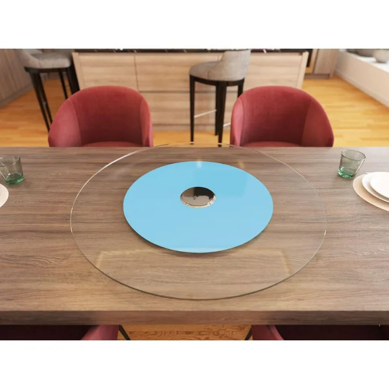 Prato Giratório de Mesa 100cm Vidro Temperado Azul Claro