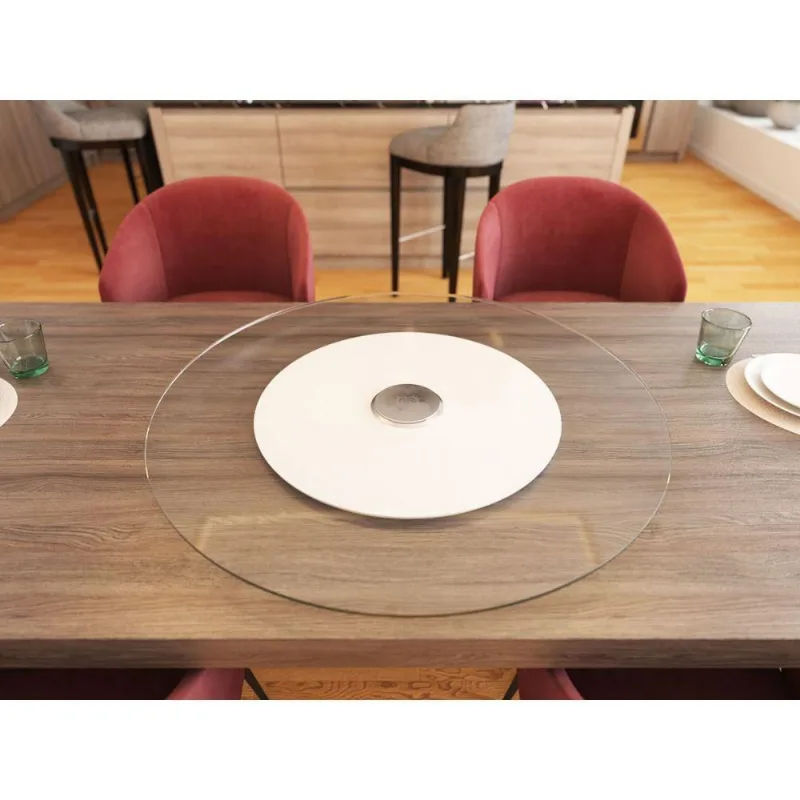 Prato Giratório de Mesa 100cm Vidro Temperado Branco