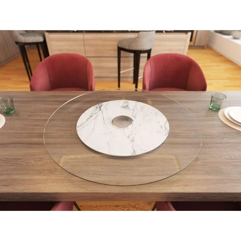 Prato Giratório de Mesa 100cm Vidro Temperado Carrara