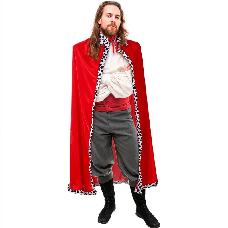Capa Vermelha de Luxo Aveludada pra Fantasia Rei Príncipe Medieval Realeza Carnaval Festas e Halloween 130 cm