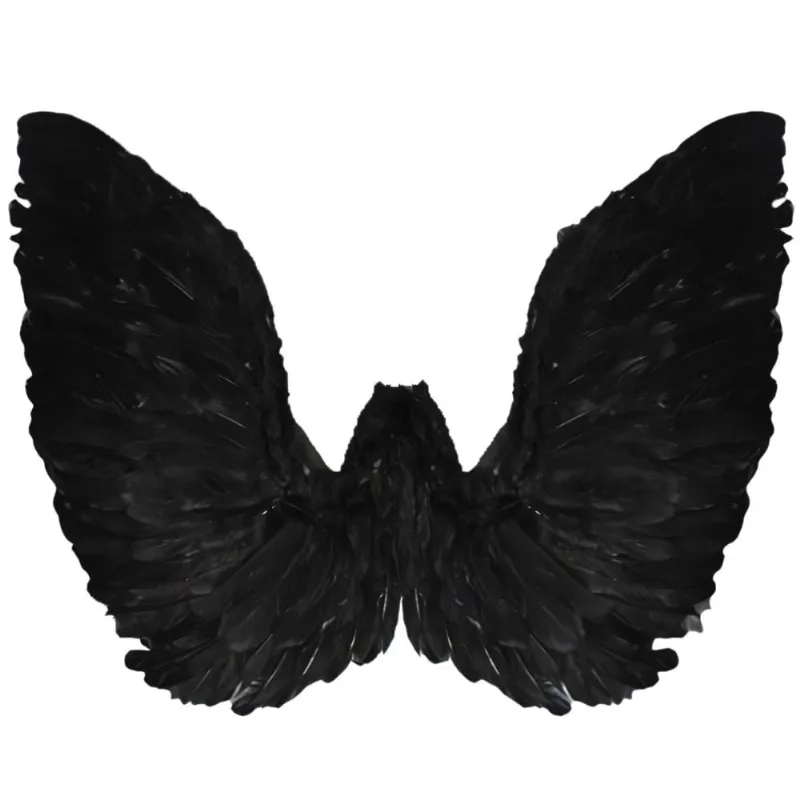 Asa de Anjo pra Fantasia de Carnaval ou Halloween Grande Preta ou Branca 62cm Preto