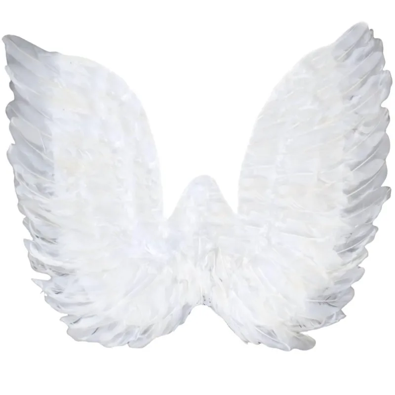 Asa de Anjo pra Fantasia de Carnaval ou Halloween Grande Preta ou Branca 62cm Branco