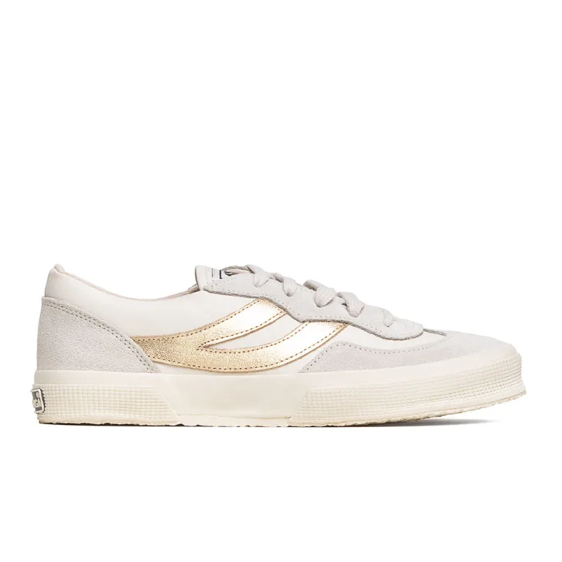 Tênis Superga 2750 Revolley Leather Suede White/Gold SN10000168WG.39