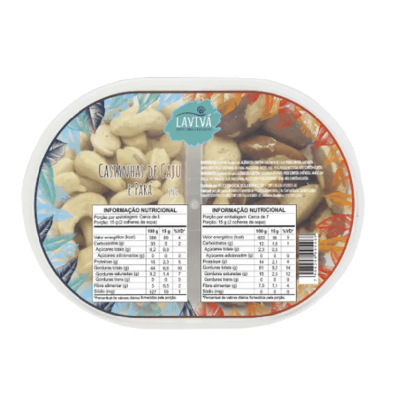 Mix de Castanha-do-Pará e Castanha de Caju Duo LaViva 190g