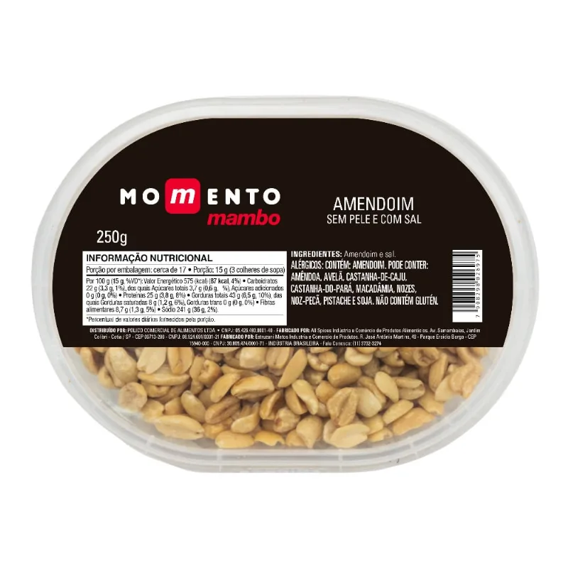 Amendoim Torrado sem Pele e com Sal Momento Mambo 250g