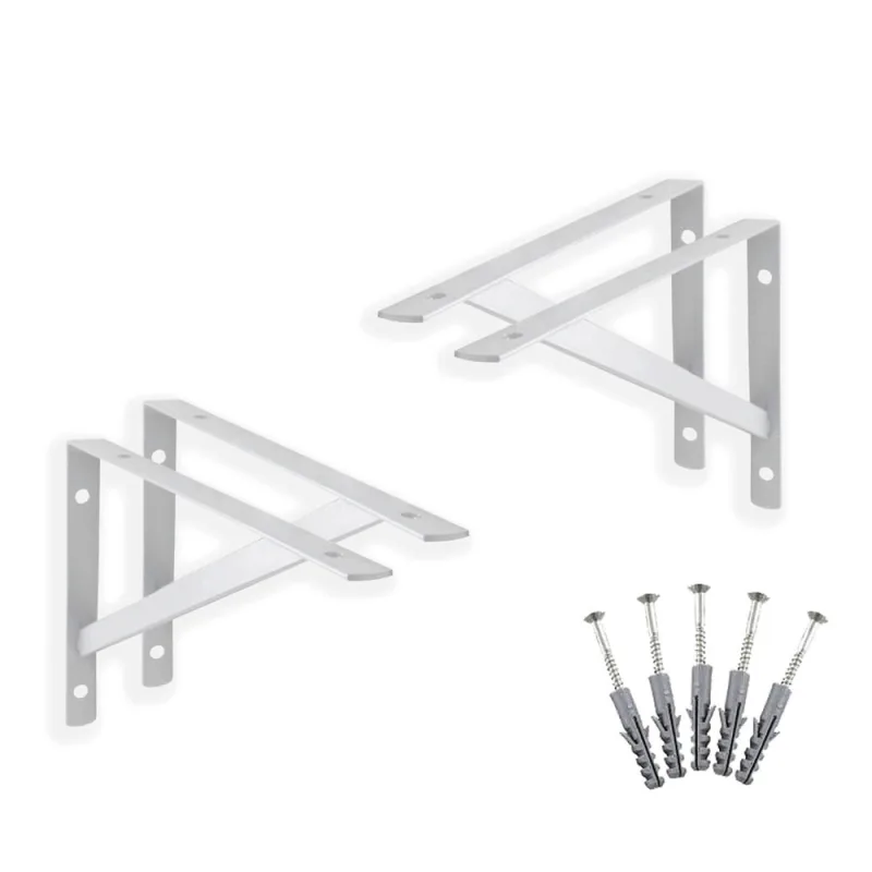 Kit 4 pçs Suporte Mão Francesa Cantoneira 50cm com Parafusos e Buchas - Não Disponível