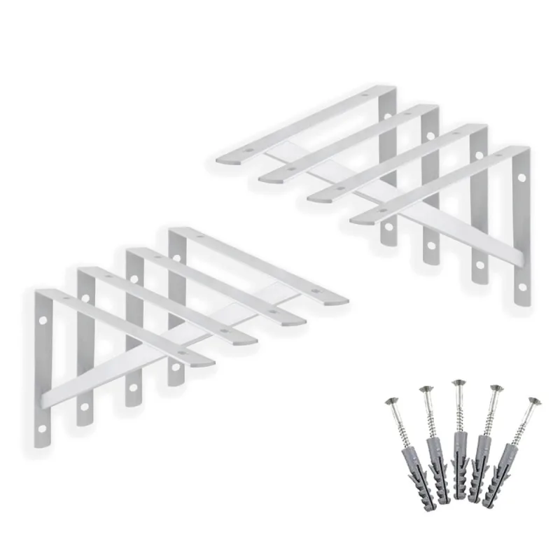 Kit 8 pçs Suporte Mão Francesa Cantoneira 20cm com Parafusos e Buchas - Não Disponível
