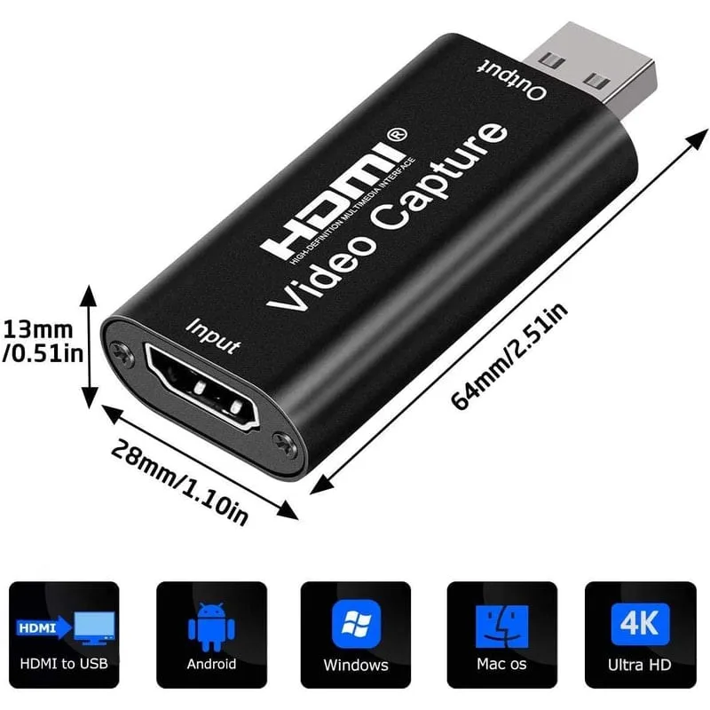 Placa Captura Vídeo Full Hd 1080p 60fps Hdmi Para Usb 2.0