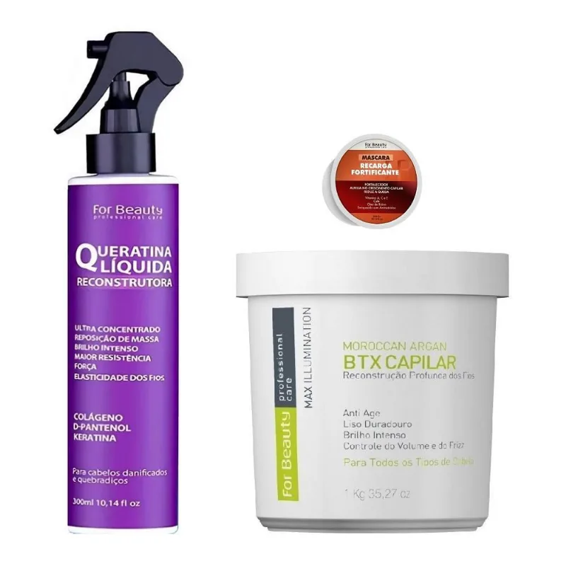 For Beauty Btx Argan Capilar 1Kg + Queratina + Recarga 40G