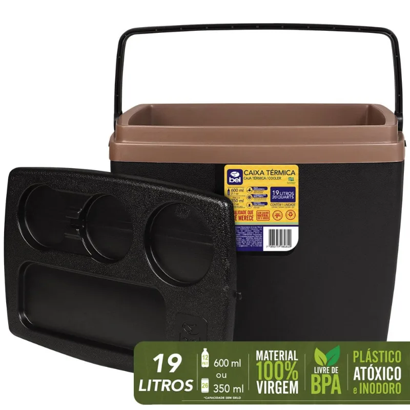 Caixa Térmica Cooler 19 Litros Bel Nordeste Cor Ônix