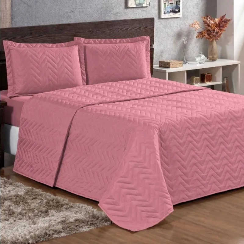 Cobre Leito Queen Pratic Lisa 3 Peças - Rose - Casa Modelo Enxovais - Cama, Mesa E Banho