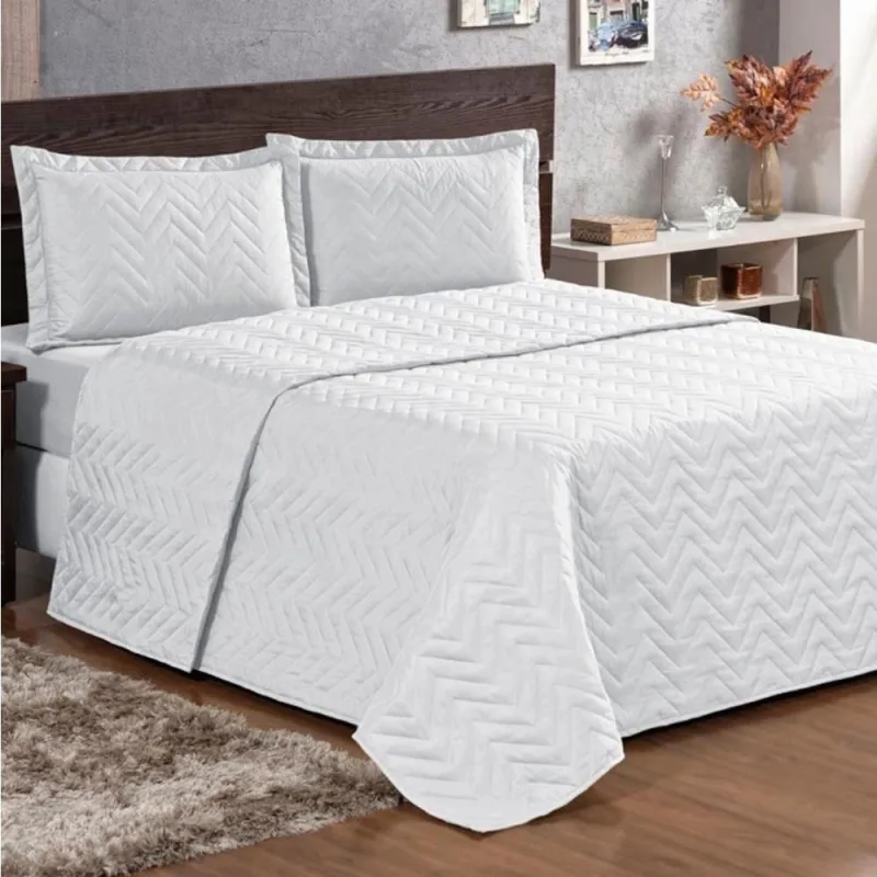 Cobre Leito Queen Pratic Lisa 3 Peças - Branco - Casa Modelo Enxovais - Cama, Mesa E Banho