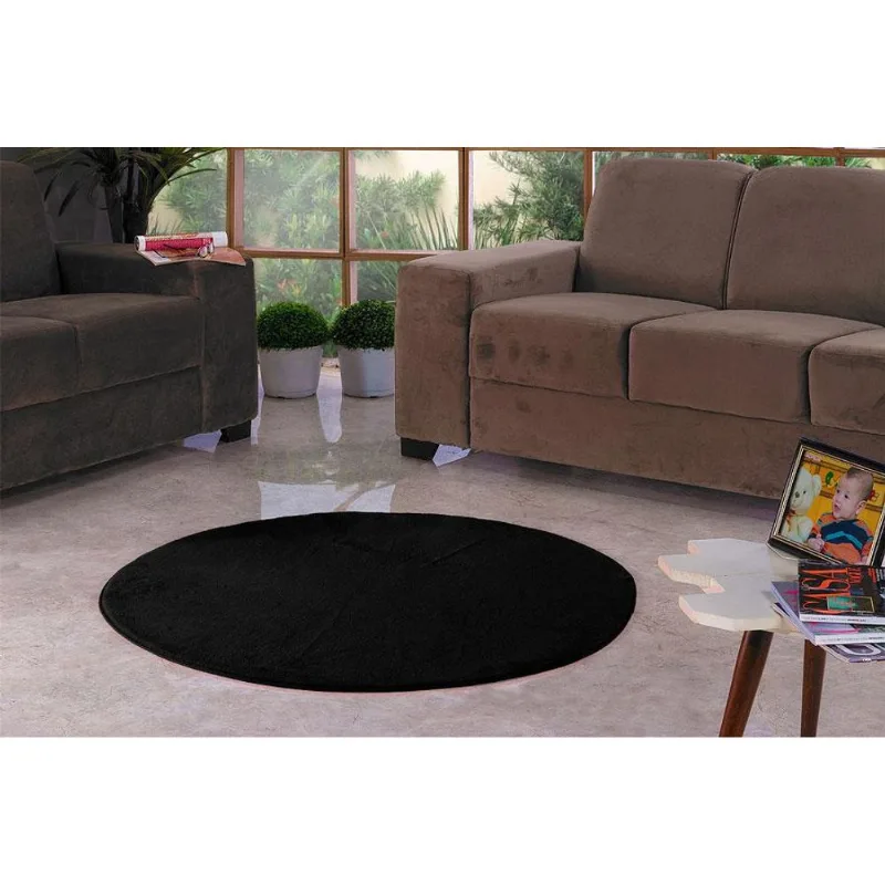 Tapete Liso Redondo 1,10 X 1,10 Preto