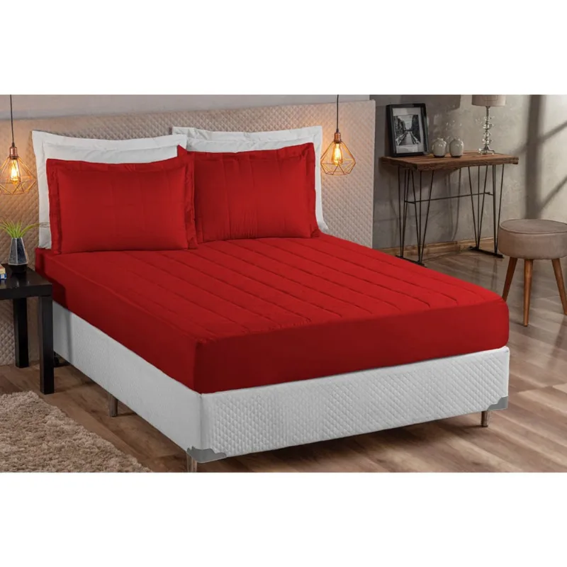Kit Colcha Lisa com Elástico Daily Casal Queen 03 Peças