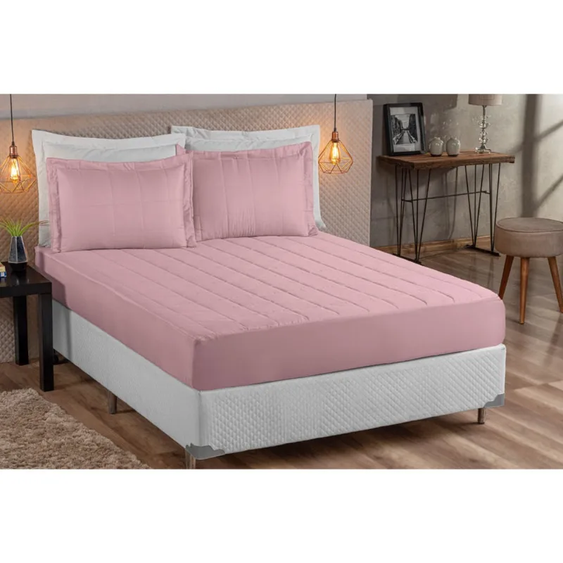 Kit Colcha Lisa com Elástico Daily Casal Queen 03 Peças