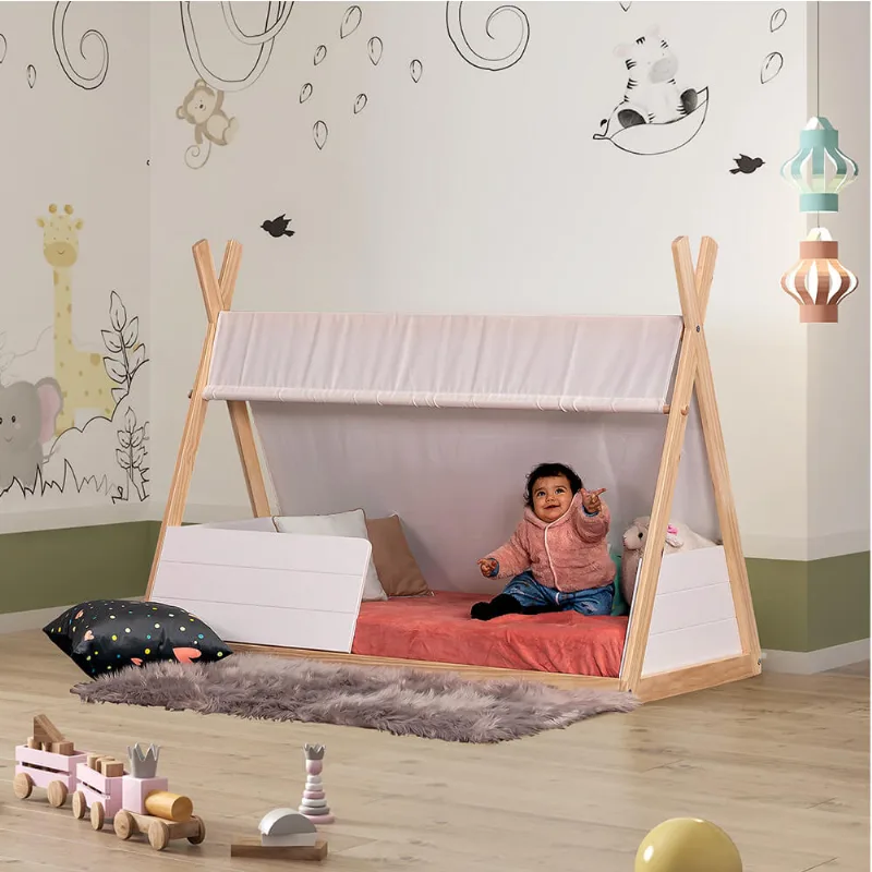 Mini Cama Montessoriana Soninho II Completa Natural/Branco - Casatema