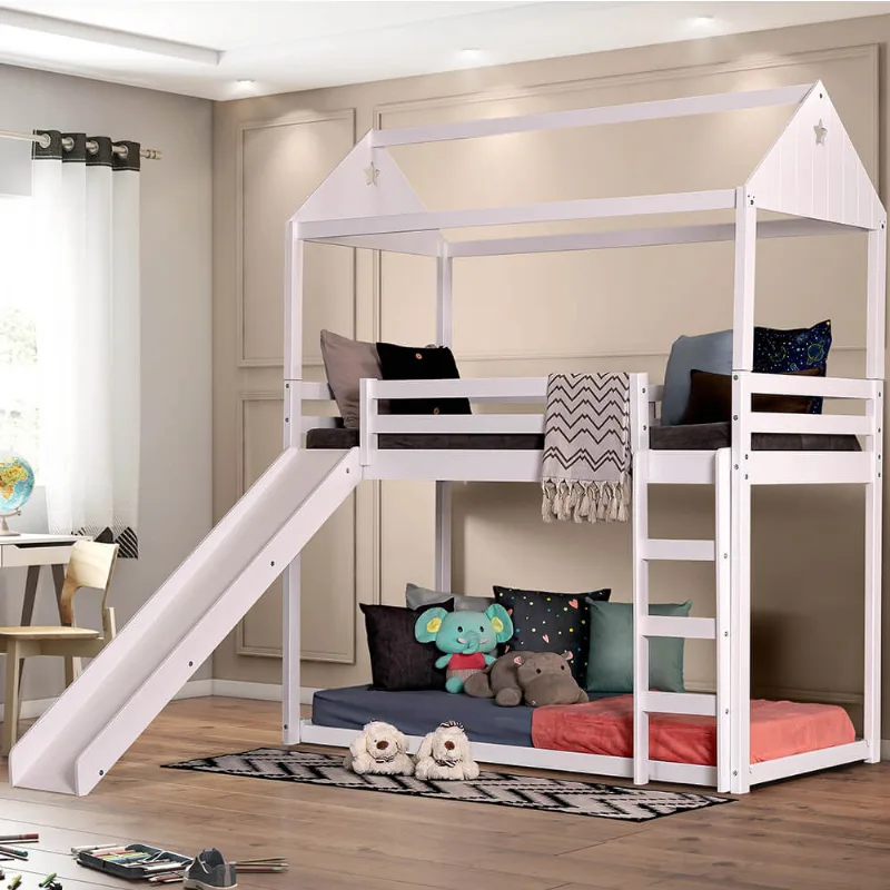 Beliche Montessoriana Prime com Escorregador e Telhado III New Altura 137 cm Branco - Casatema
