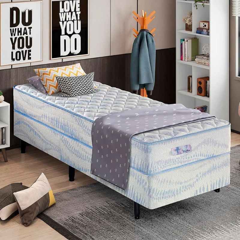 Cama Box Twin TieDye Molas Ensacadas 96x203x63 - Branco