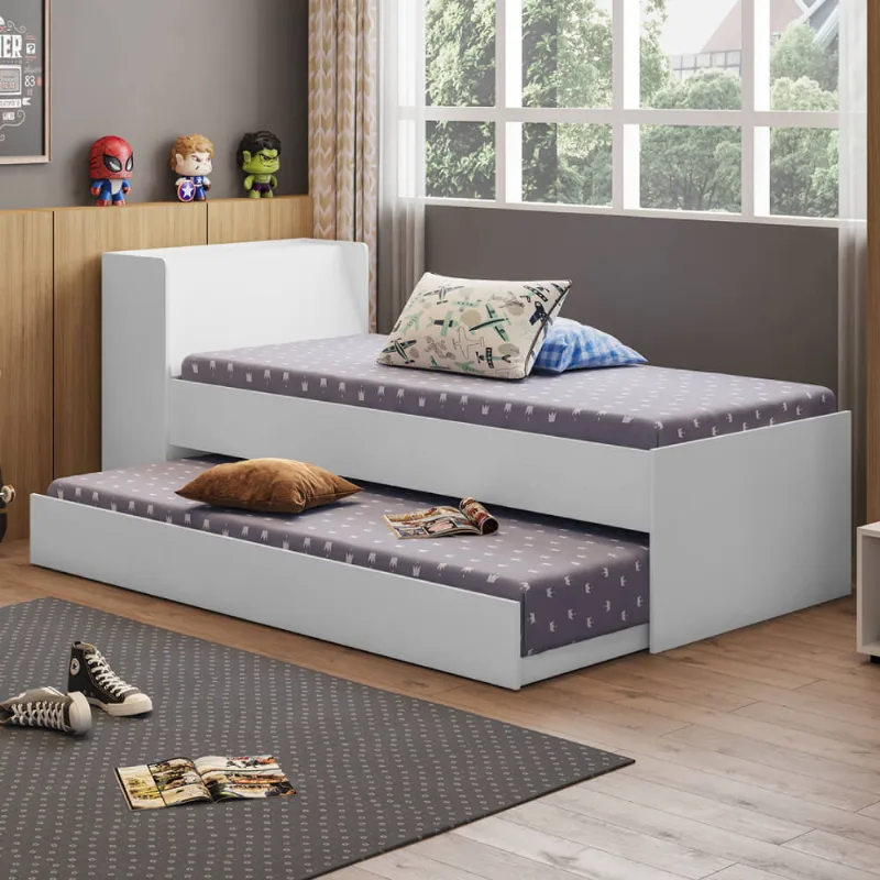 Cama Fellicci moveis Baú Bicama Branco 80 cm 220 85 Bicama Juvenil com Baú - Branco