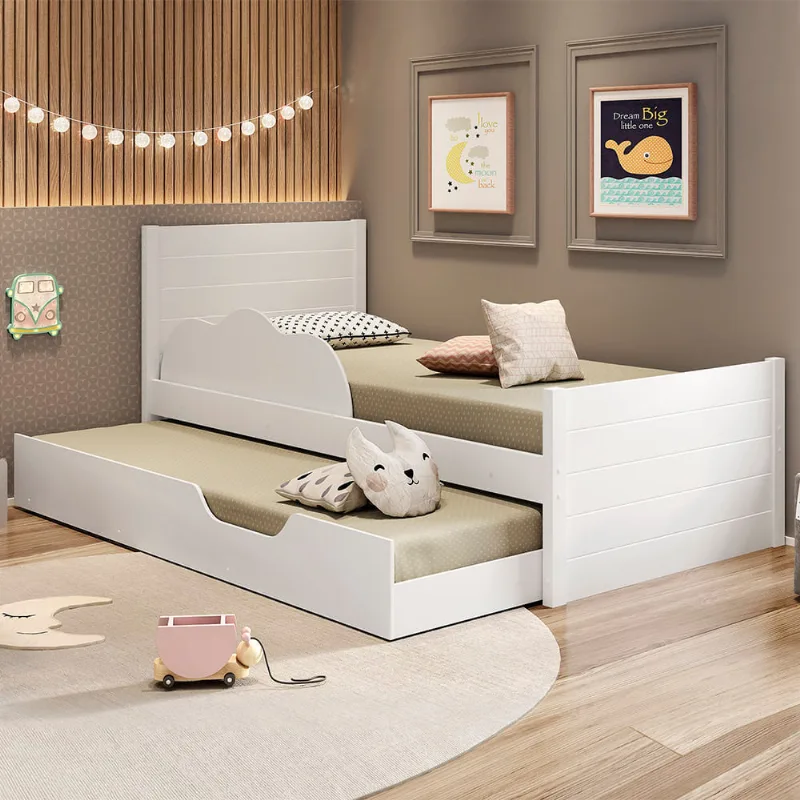 Cama Cimol Infantil Woody Bicama Branco 90 cm 197 190 Bicama Infantil Woody com Grade de Proteção - Branco
