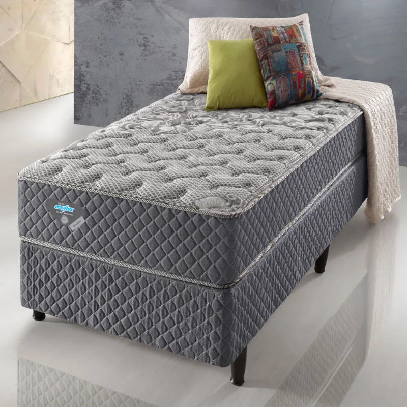 Cama Box Solteiro Relax Comfort Molas Ensacadas 88x188x70cm - Cinza