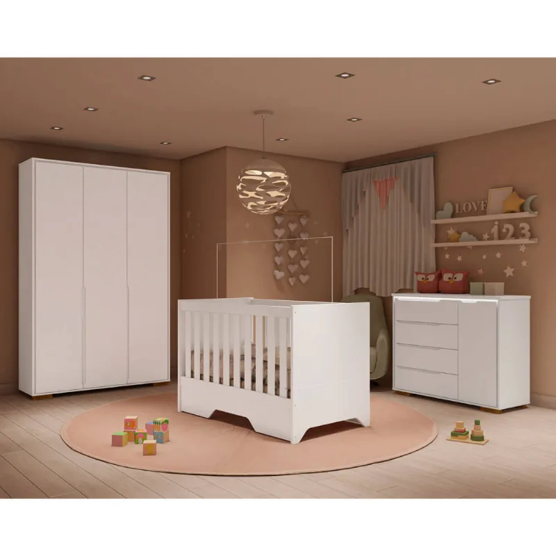 Conjunto para Quarto Estrela Sloan Branco Quarto de Bebê Completo Sloan - Branco