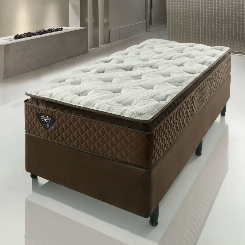 Cama Box Solteiro Comfy com Molas Ensacadas 88x188x65 - Marrom