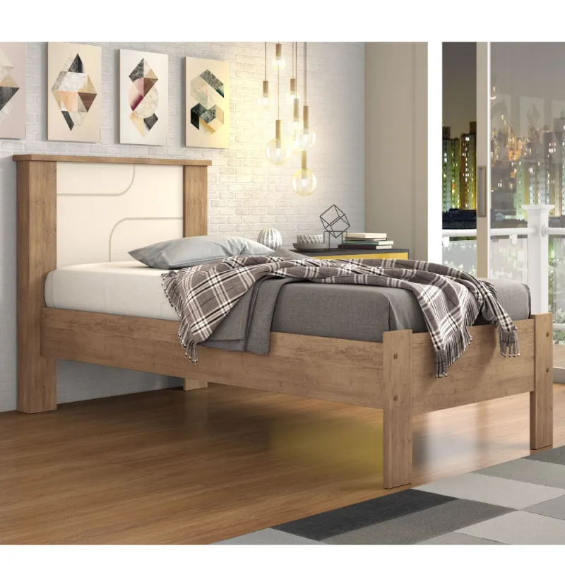 Cama Conquista Summer Amêndoa,Off White 107.5 cm 105 200.3 Cama Solteiro Summer - Amêndoa/Off White