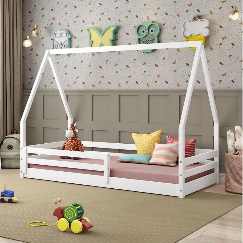 Cama Montessoriana Prime c/ Telhado VI e Grade IV Branco - Casatema
