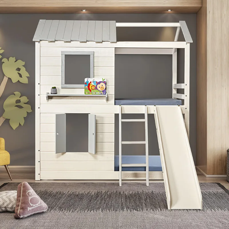 Beliche Montessoriano Club House Premium com Escorregador Branco/Cinza - Casatema