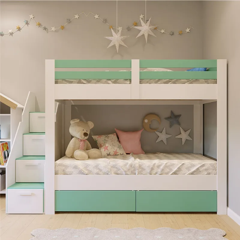 Beliche Infantil Star Plus com 2 Gavetas Branco/Verde - Casatema