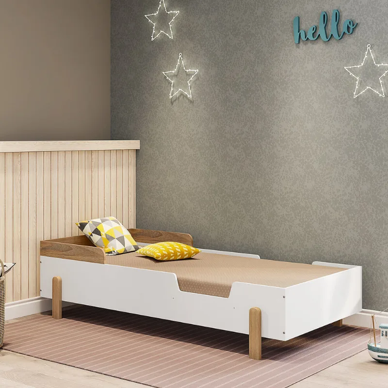 Cama Casatema Mundo Mágico Branco 50.6 cm 193 99 Cama Infantil Mundo Mágico com Madeira Eucalipto Branco/Natural - Casatema