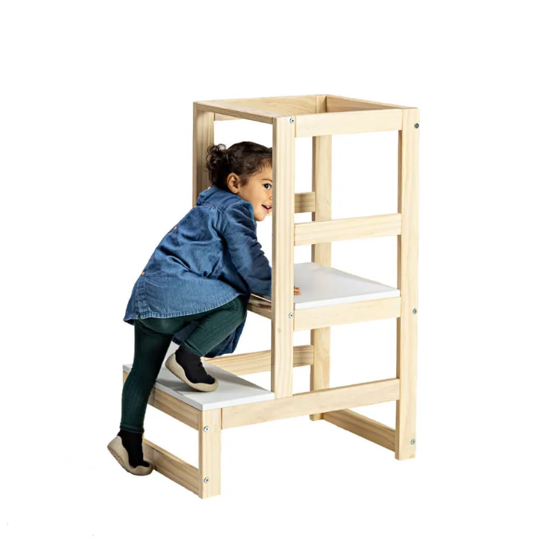 Torre de Aprendizagem Autônoma Montessoriano Natural/Branco - Casatema