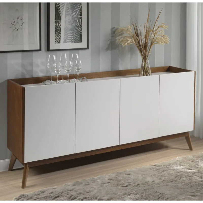 Buffet Elohin com 4 Portas - Pinhão/Branco