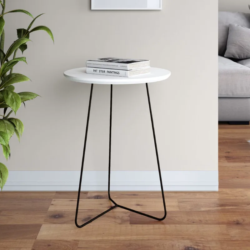 Mesa Lateral Industrial Gávea com 50 cm - Branco/Preto