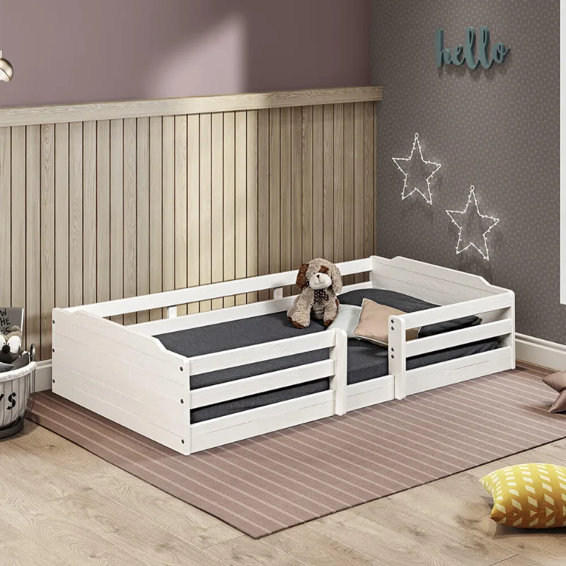 Cama Montessoriana Malta Madeira Maciça Branco - Casatema