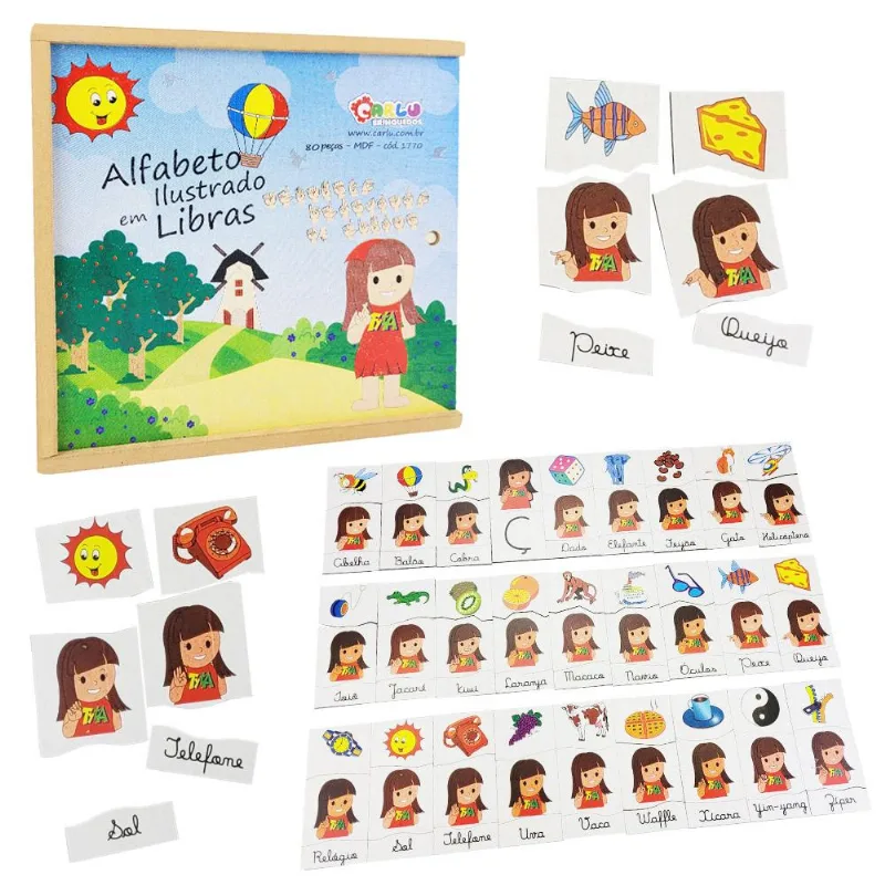 Alfabeto Móvel Quebra Cabeça De Encaixe Ilustrado Em Libras